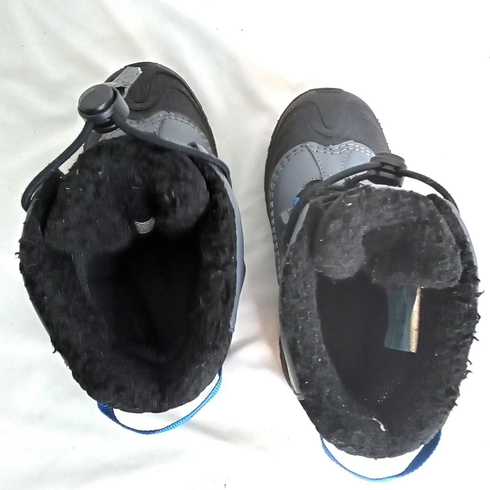 Columbia Kids Waterproof Snow Boots‎ Grey Black Blue Omni-Heat Size 1
